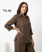 Camicia Marrone in Lino con Manica 3/4