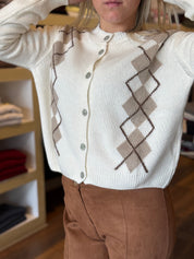 Cardigan rombi misto cashmere