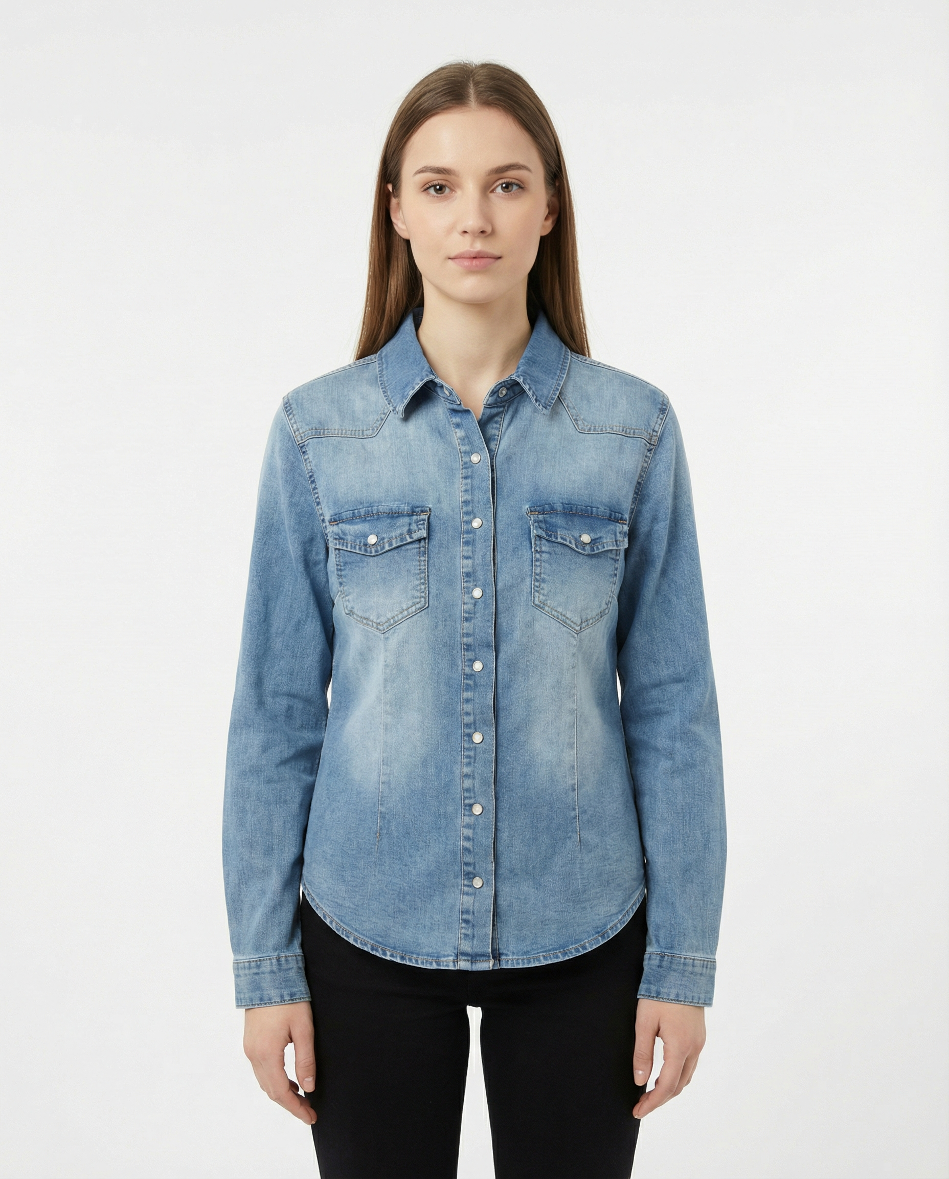 Camicia in denim lavaggio chiaro