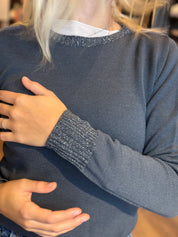 Girocollo con lurex in pura lana