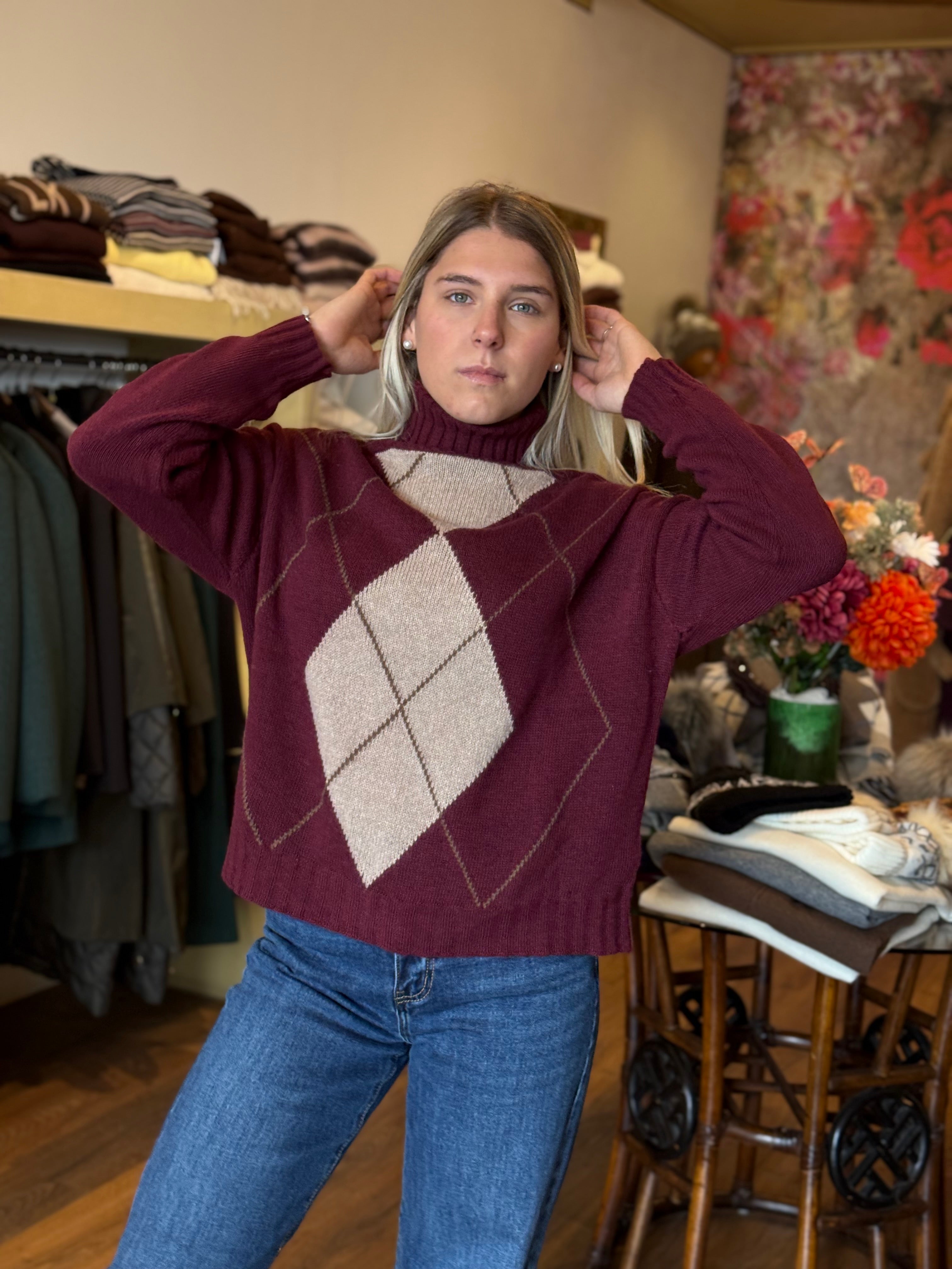 Dolcevita fantasia rombi misto lana&cashmere