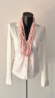 Collana artigianale a cinque fili con filo decorativo in perle/pietrine – Roberta Zanelli
