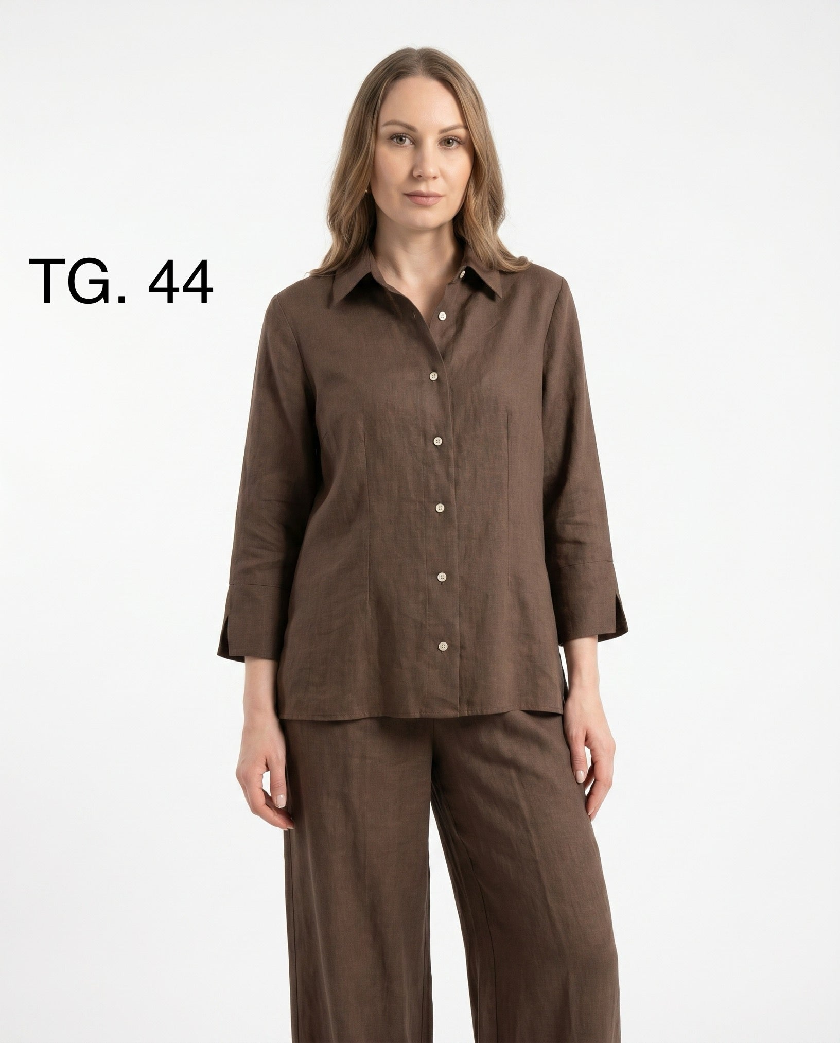 Camicia Marrone in Lino con Manica 3/4