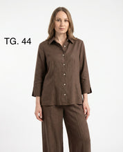 Camicia Marrone in Lino con Manica 3/4