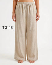Pantalone Palazzo Tortora in Lino con Elastico in Vita