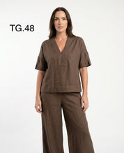 Casacca Marrone in Lino con Scollo a V
