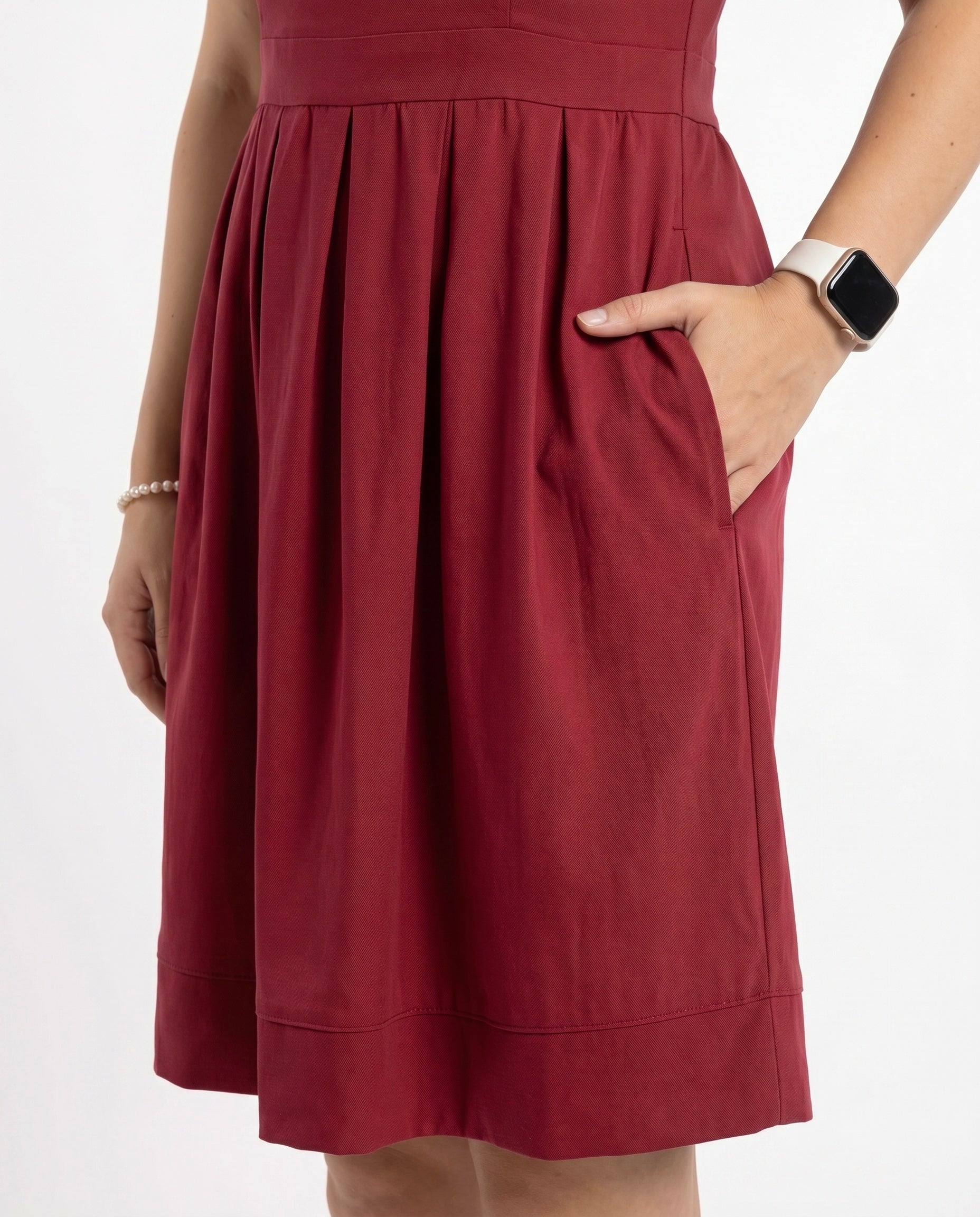 Abito rosso India in bengalina elasticizzata con tasche