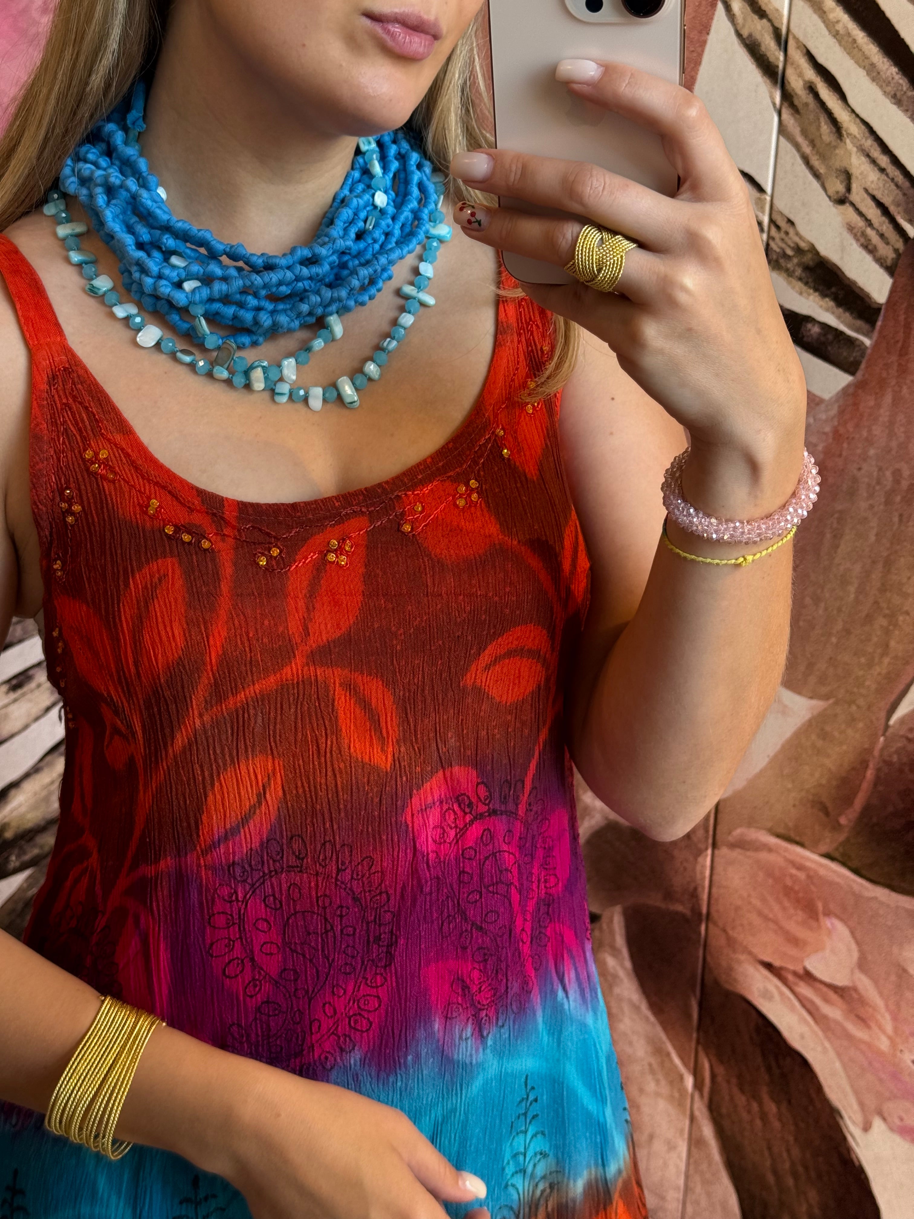 Abito multicolor ricamato con paillettes Gioia