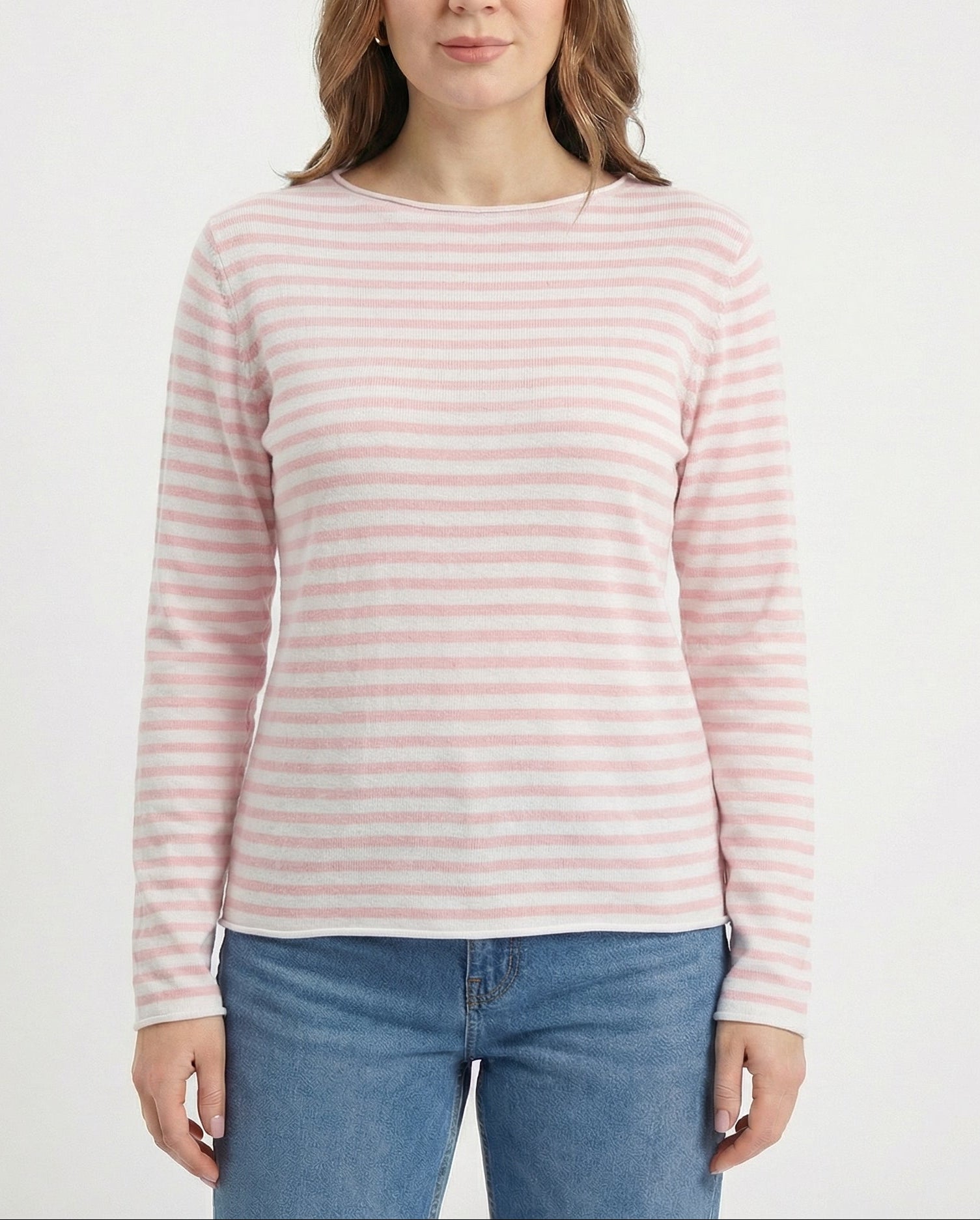 Maglia a righe scollo a barchetta 100% cotone