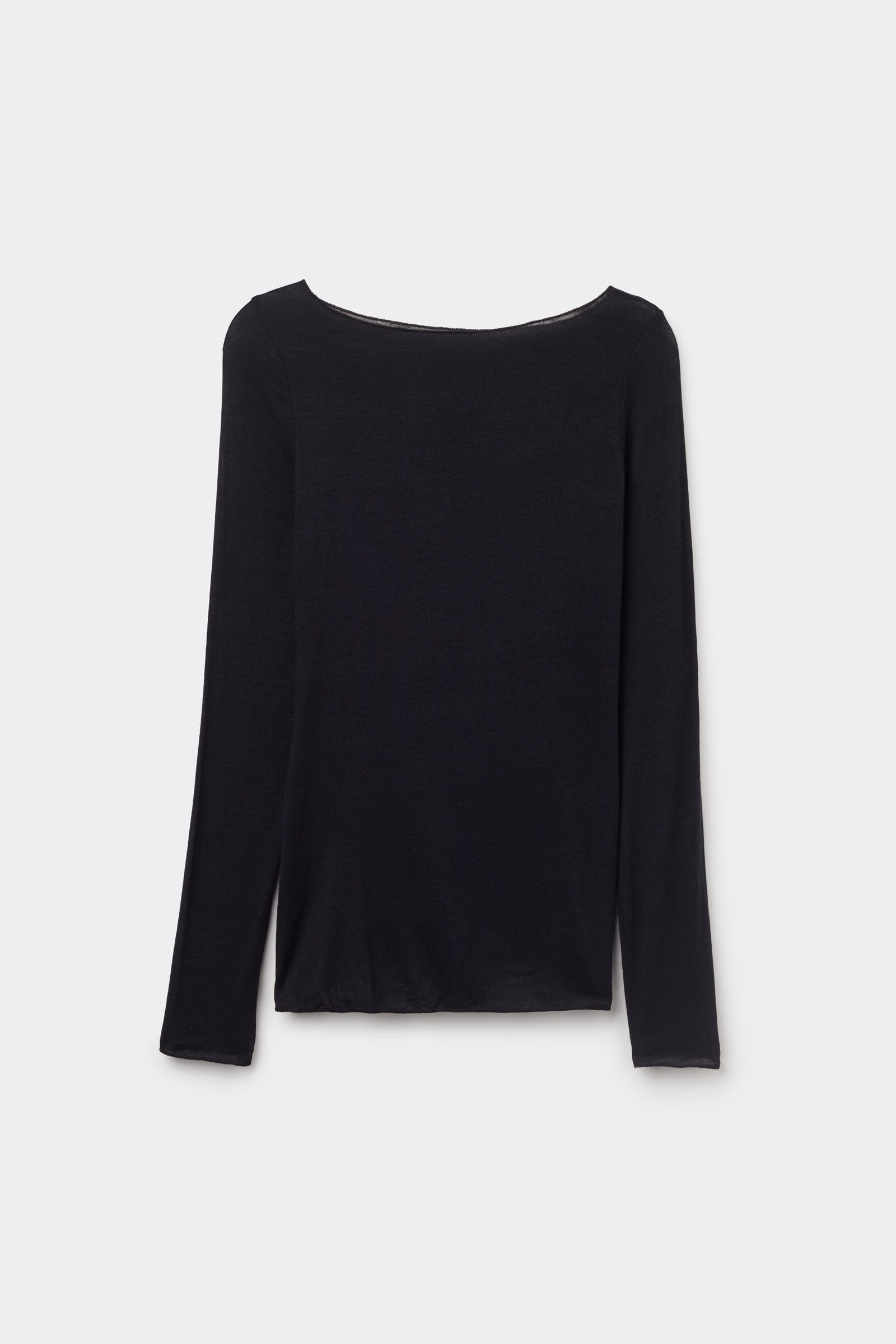 Maglia Essenziale Ultraleggera in Cashmere con Scollo a Barca Nero