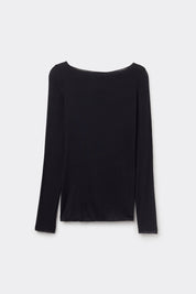 Maglia Essenziale Ultraleggera in Cashmere con Scollo a Barca Nero