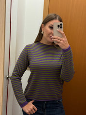 Girocollo a righe misto lana& cashmere