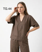 Casacca Marrone in Lino con Scollo a V