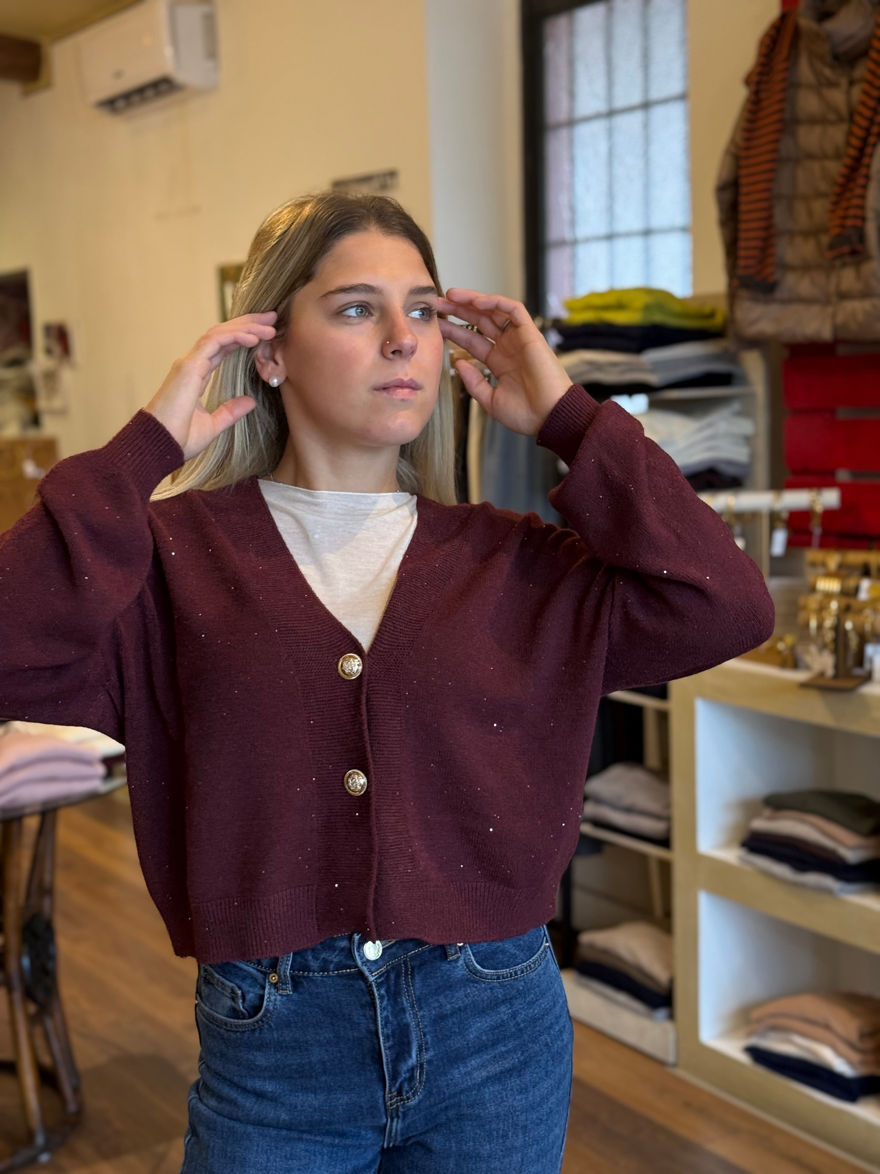 Cardigan con micro paillettes Duda