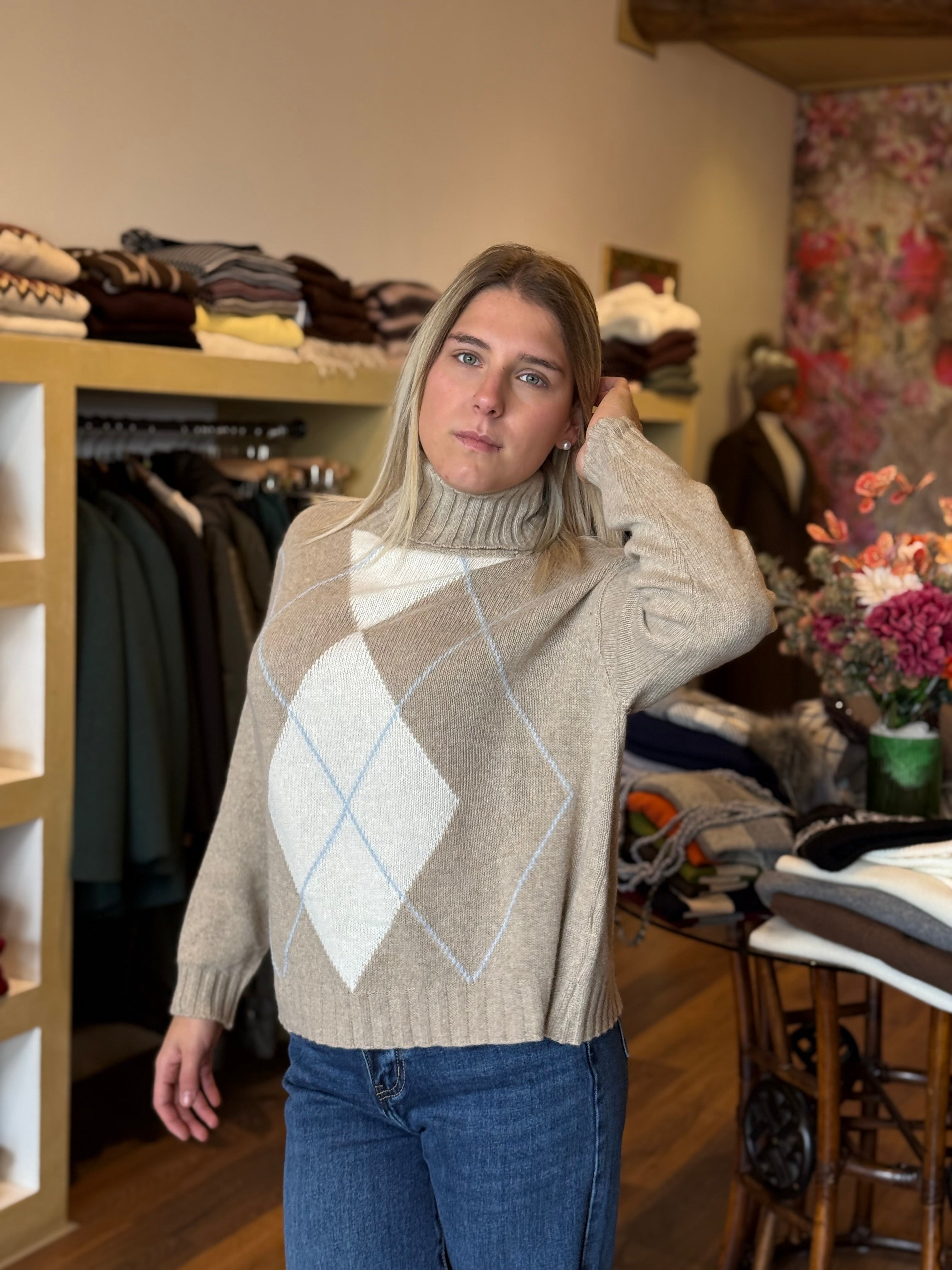 Dolcevita fantasia rombi misto lana&cashmere