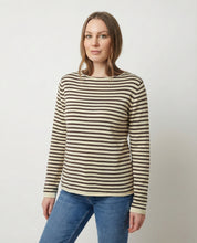 Maglia a righe scollo a barchetta 100% cotone