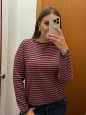 Girocollo a righe misto lana& cashmere