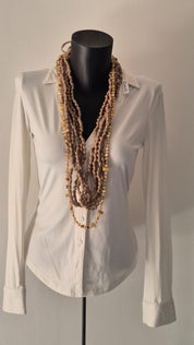 Collana artigianale a cinque fili con filo decorativo in perle/pietrine – Roberta Zanelli