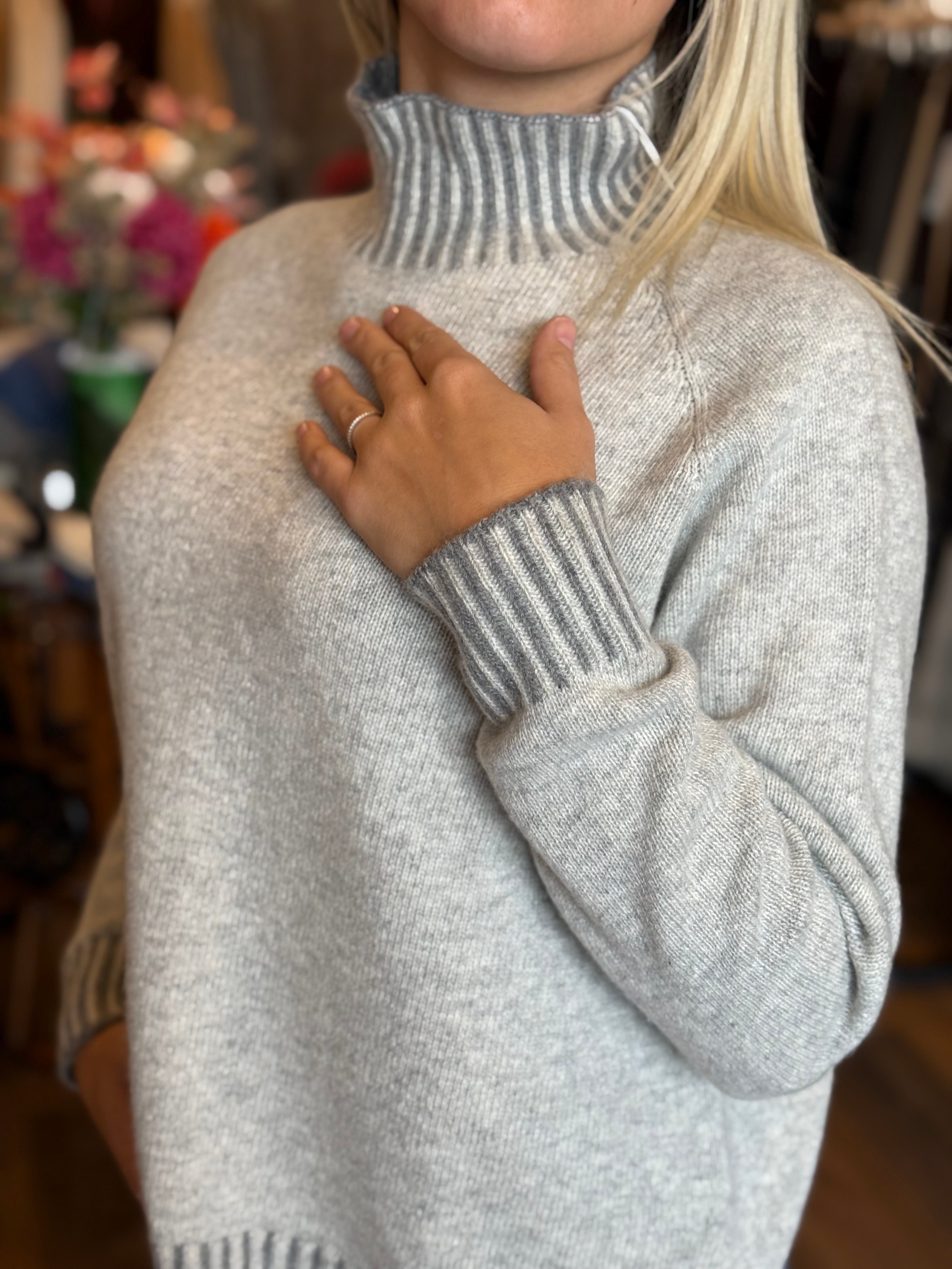 Maglia collo a cratere misto lana & cashmere