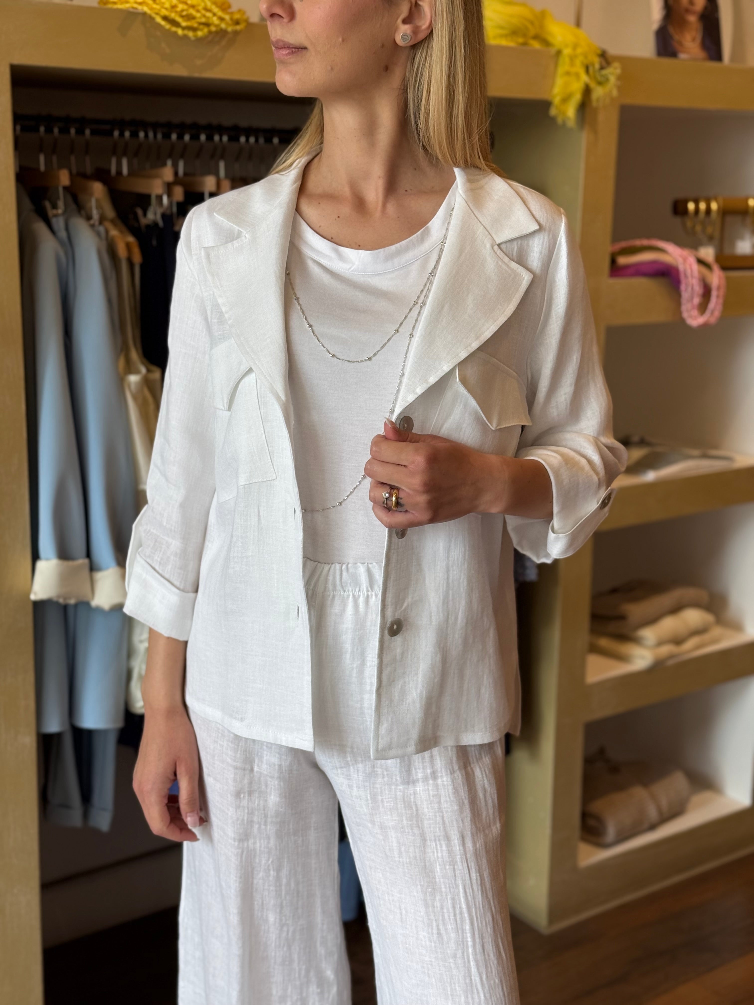 Giacca in lino colore bianco Gioia