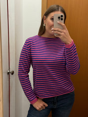 Girocollo a righe misto lana& cashmere