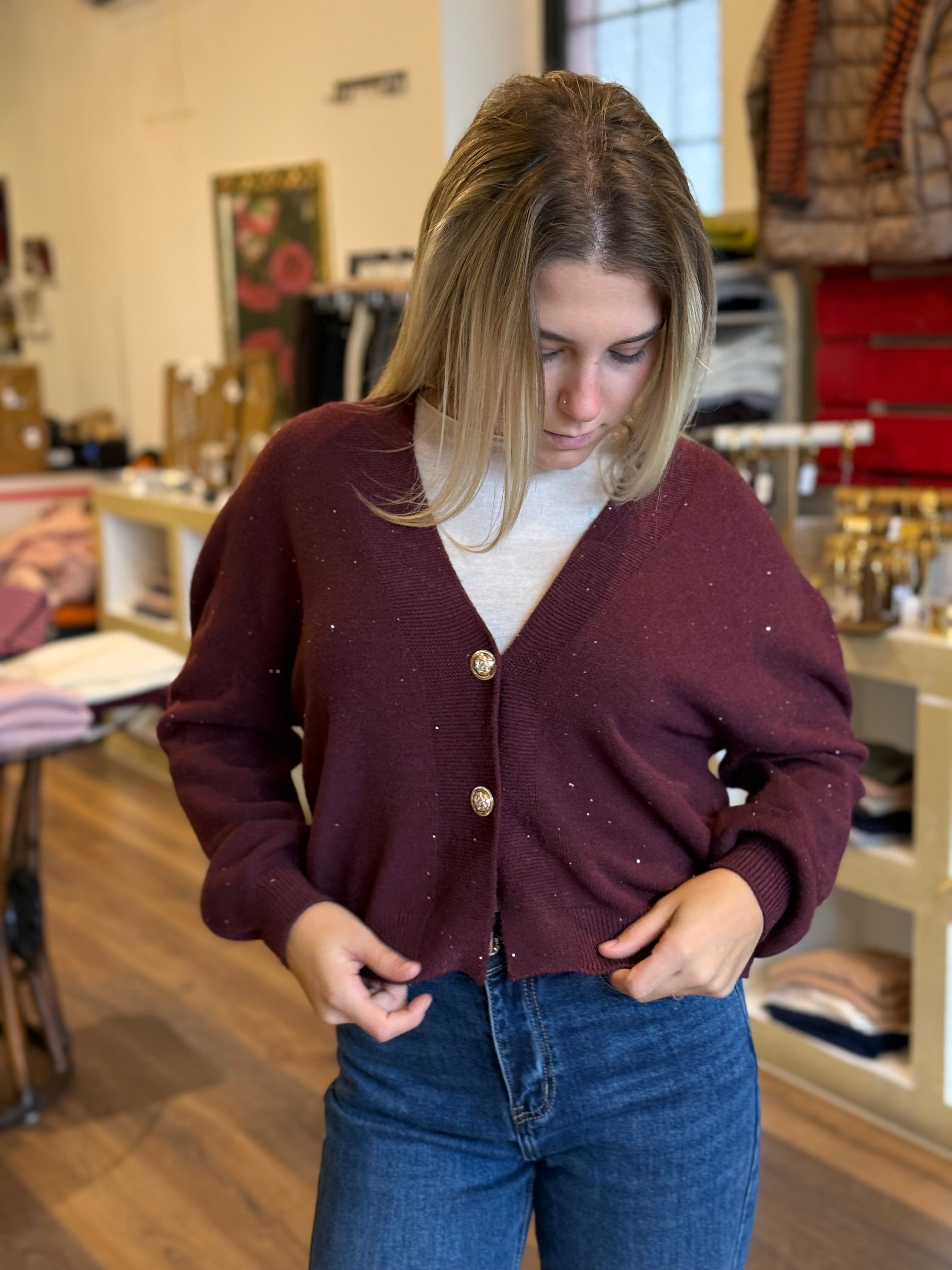 Cardigan con micro paillettes Duda