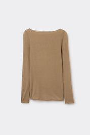 Maglia Essenziale Ultraleggera in Cashmere con Scollo a Barca Cammello