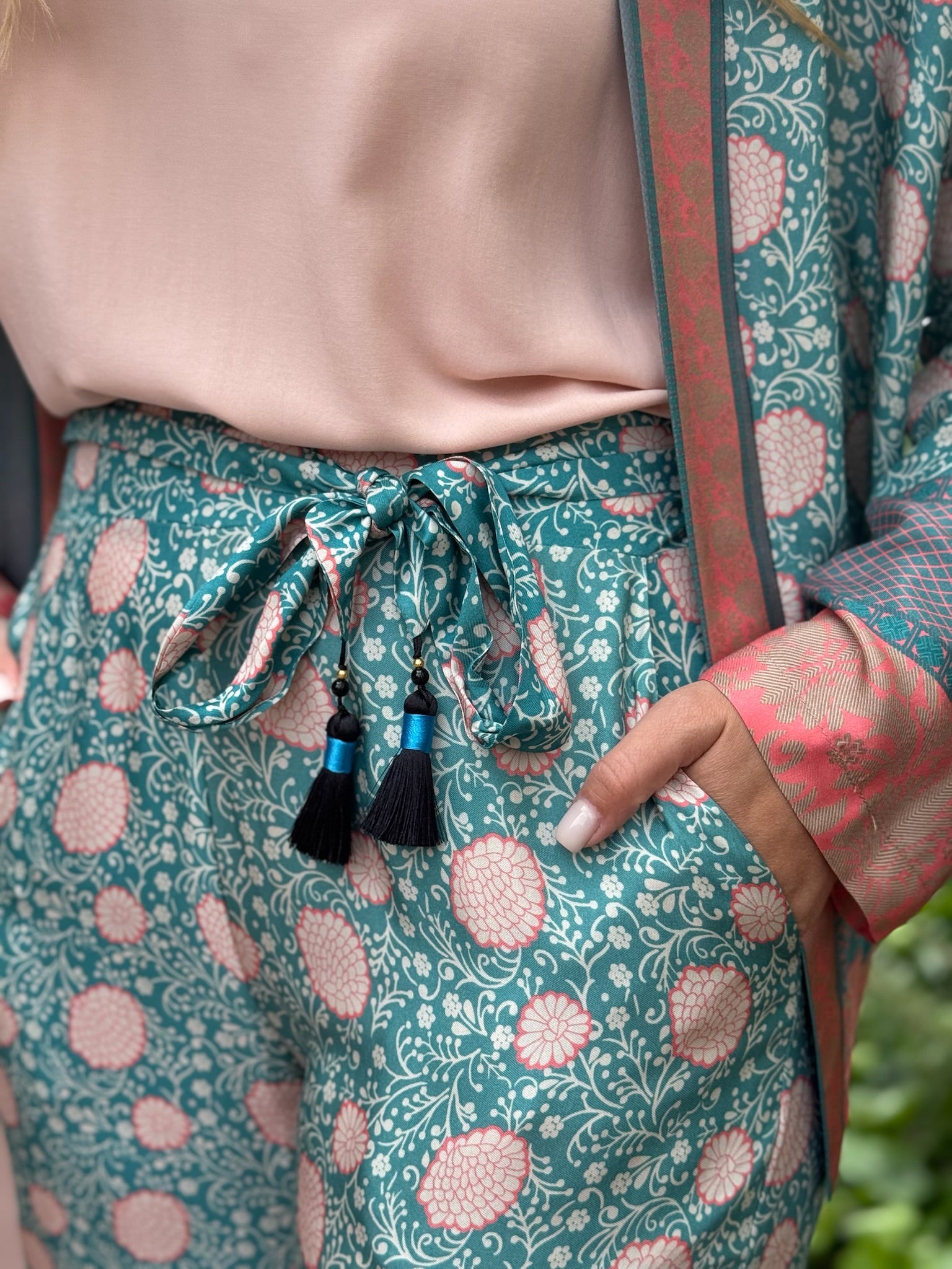Pantalone fantasia floreale Wu Side