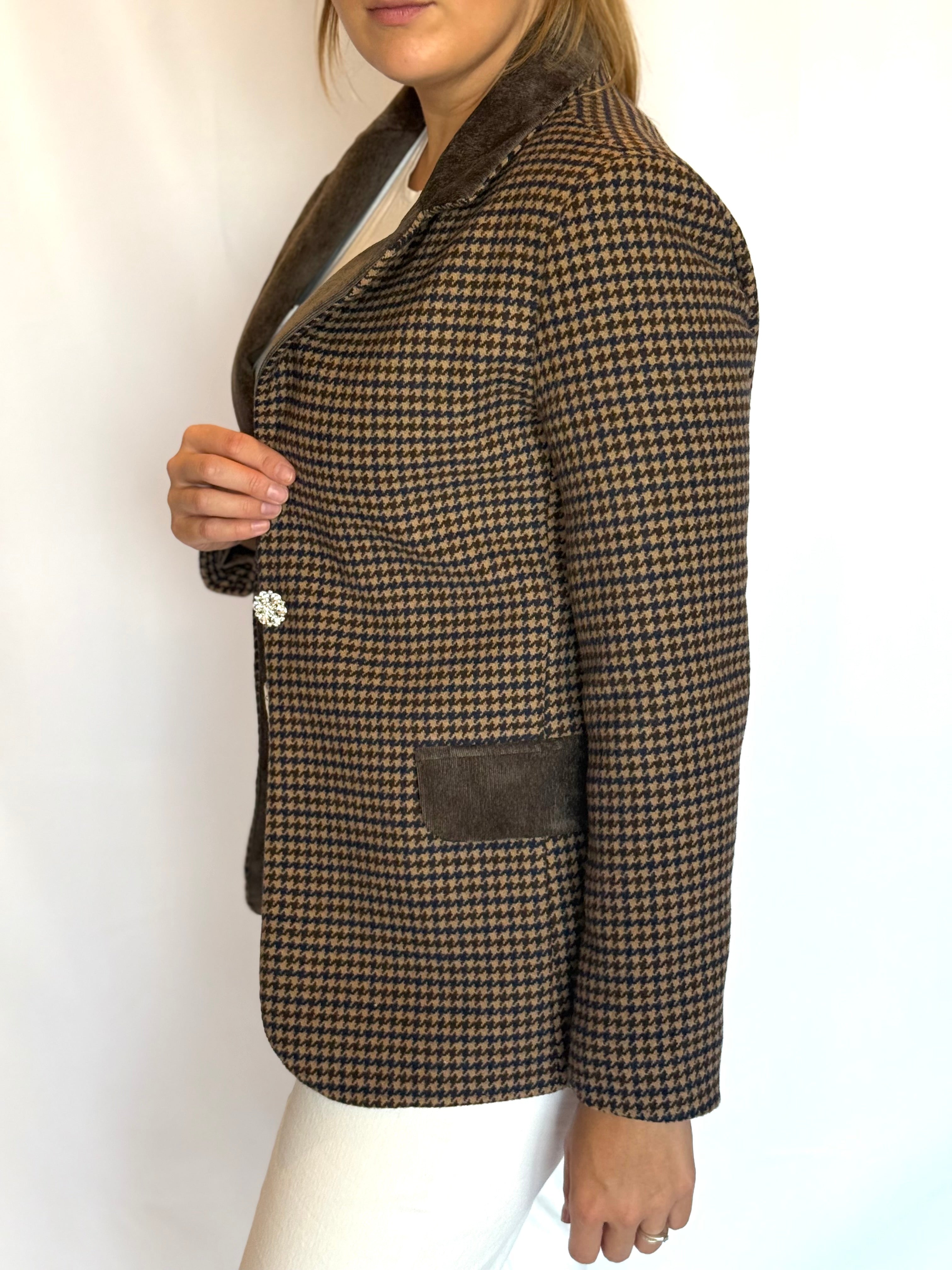 Blazer slim misto lana pied de poule Lokita