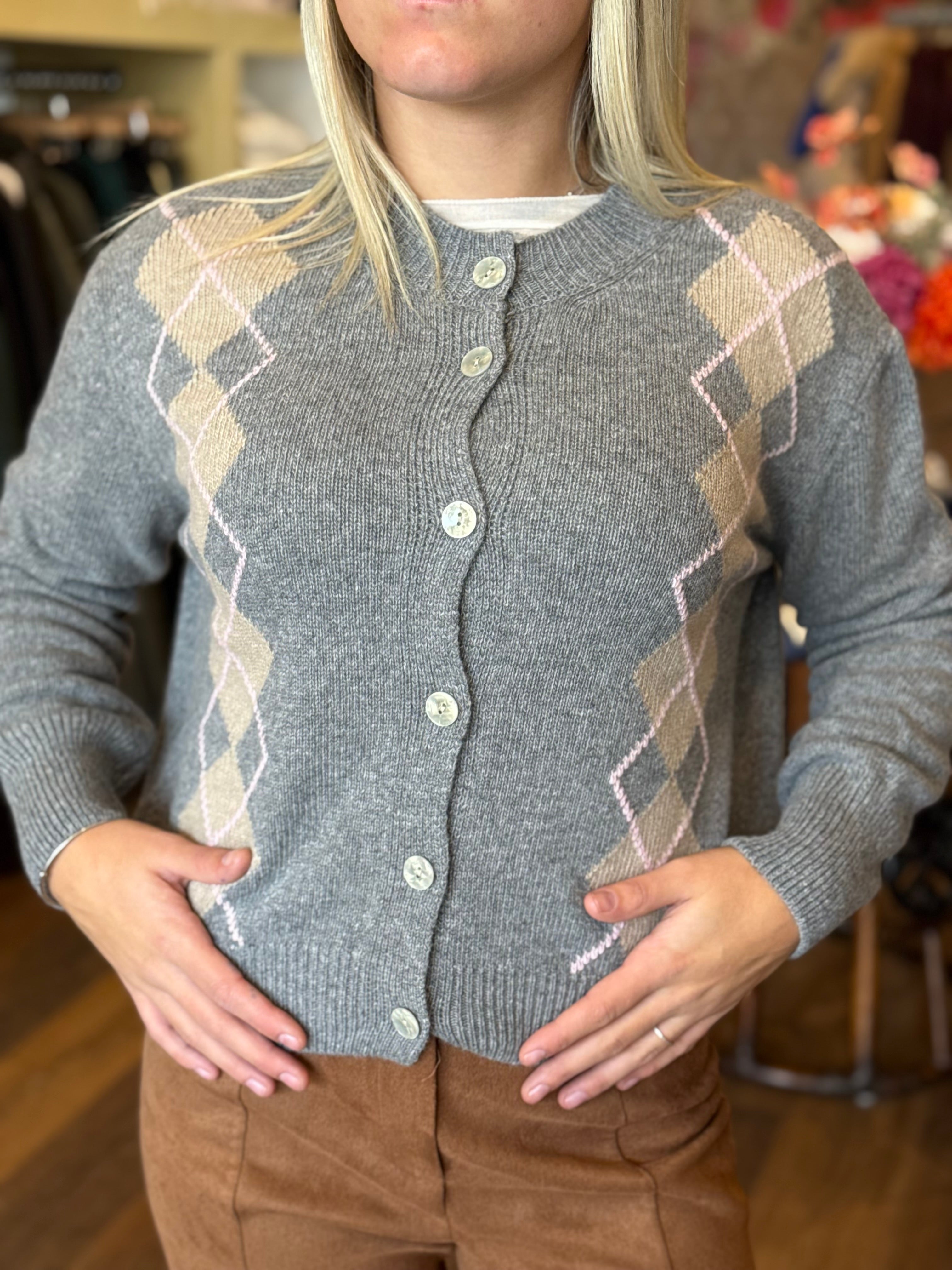 Cardigan rombi misto cashmere