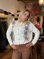 Cardigan rombi misto cashmere