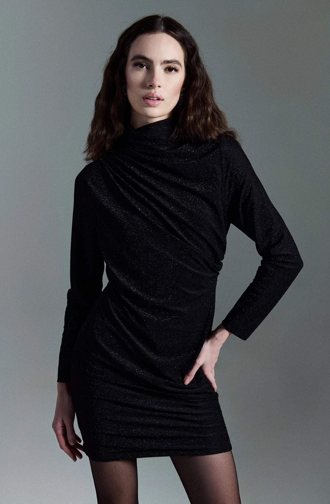 Abito con drappeggio lurex Two Way