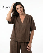 Casacca Marrone in Lino con Scollo a V