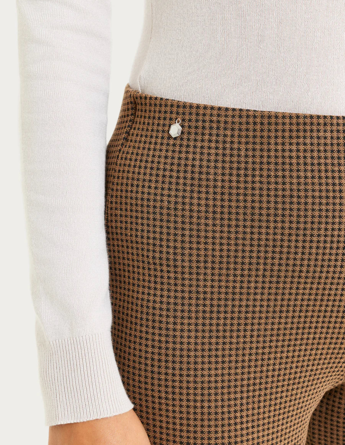 Pantalone a sigaretta con spacchetti e micro check in Eco Jacquard Ragno