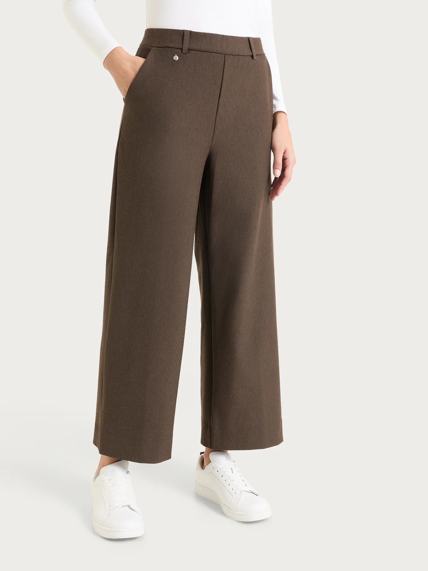 Pantalone ampio alla caviglia in Compact - Ebano Mel.