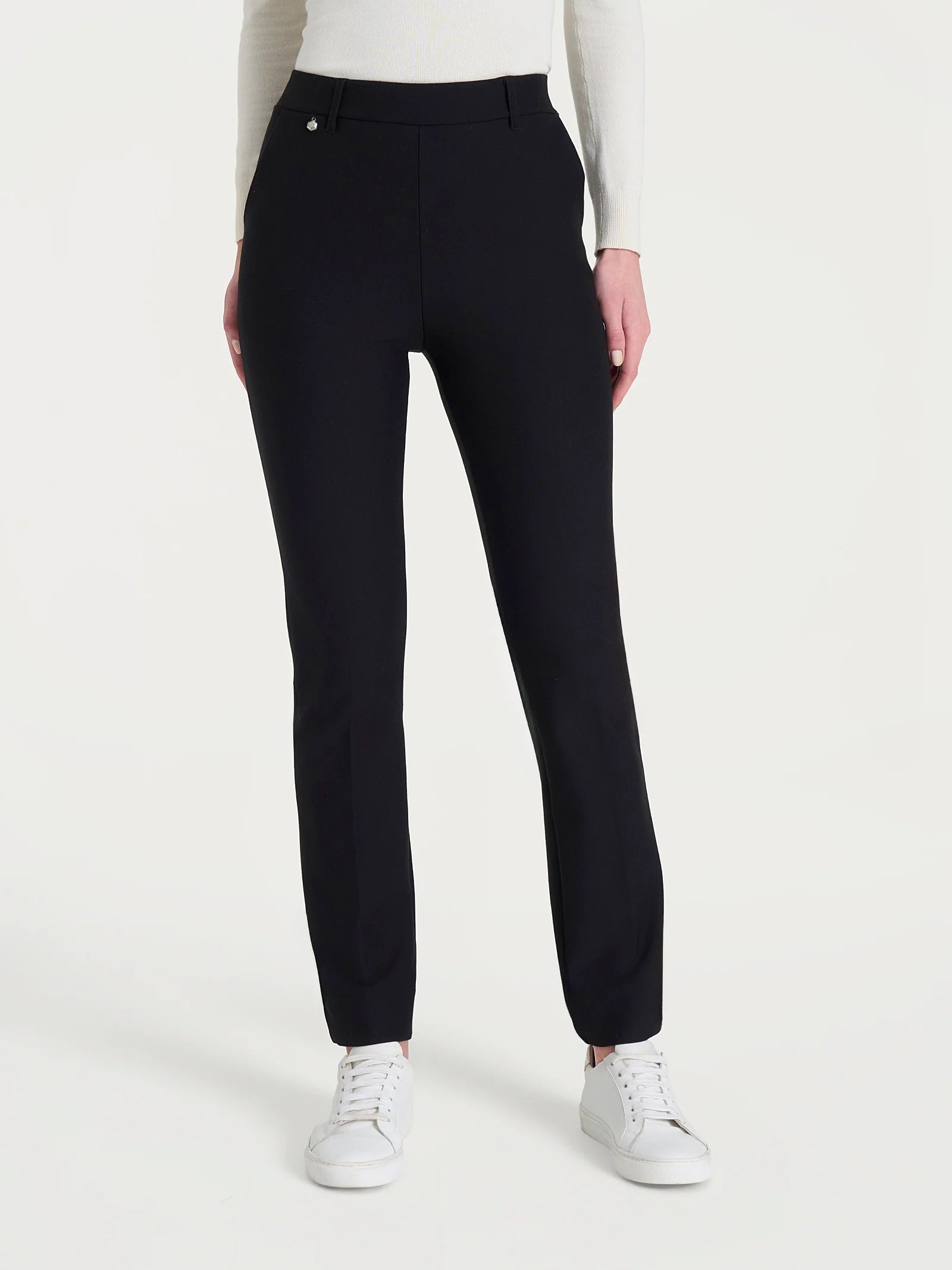 Pantalone dritto con tasche in Compact - Nero