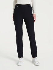 Pantalone dritto con tasche in Compact - Nero