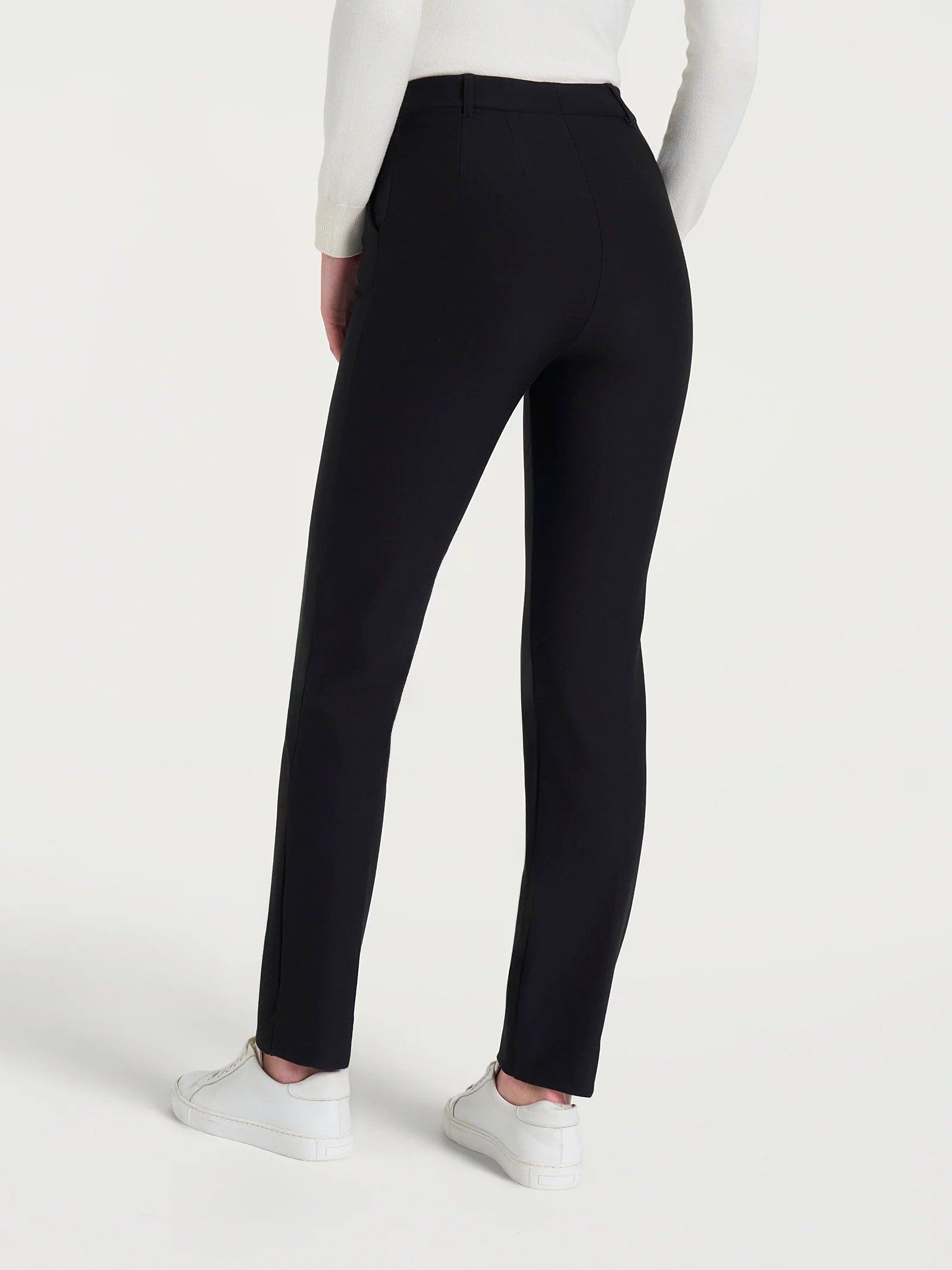 Pantalone dritto con tasche in Compact - Nero