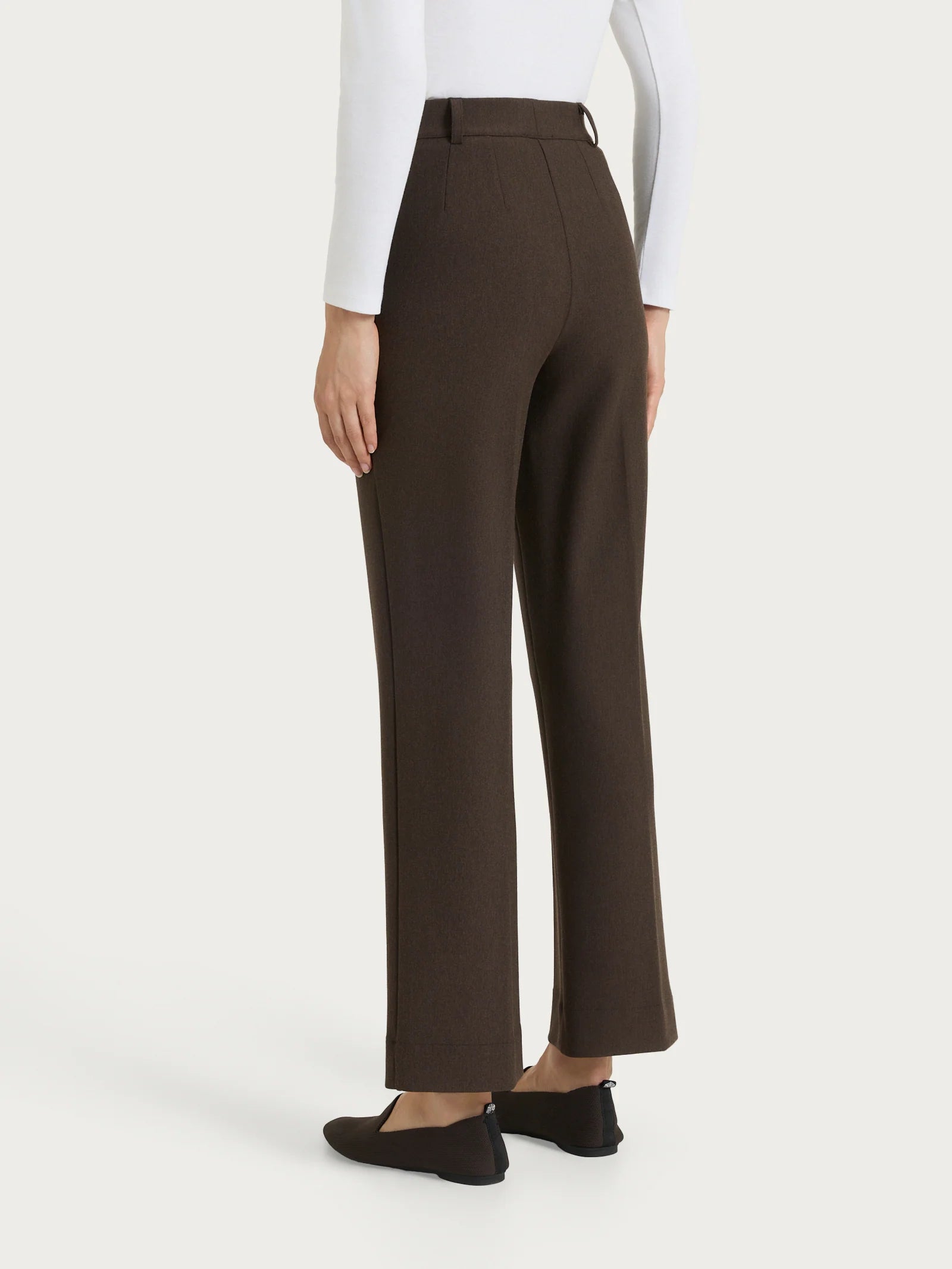 Pantalone flare con tasche in Compact - Ebano Mel.