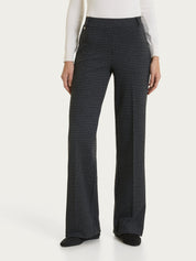 Pantalone ampio con pied de poule in Jacquard - Fant.Nero Mel.