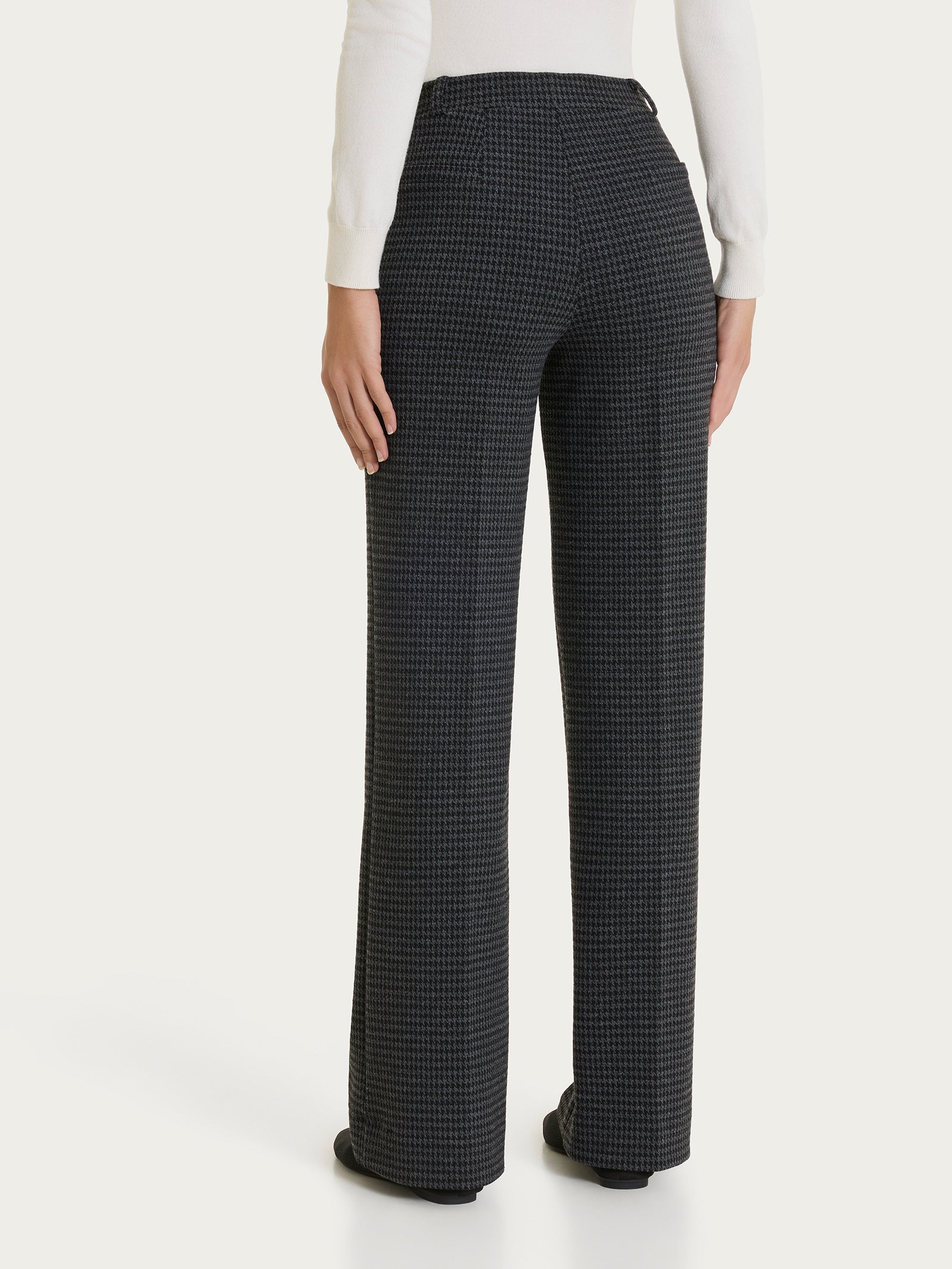 Pantalone ampio con pied de poule in Jacquard - Fant.Nero Mel.