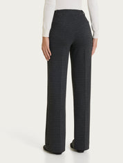 Pantalone ampio con pied de poule in Jacquard - Fant.Nero Mel.