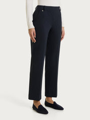 Pantalone gessato flare con tasche in Jacquard - Fant. Blu