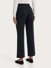 Pantalone gessato flare con tasche in Jacquard - Fant. Blu