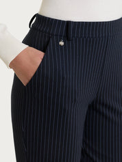 Pantalone gessato flare con tasche in Jacquard - Fant. Blu