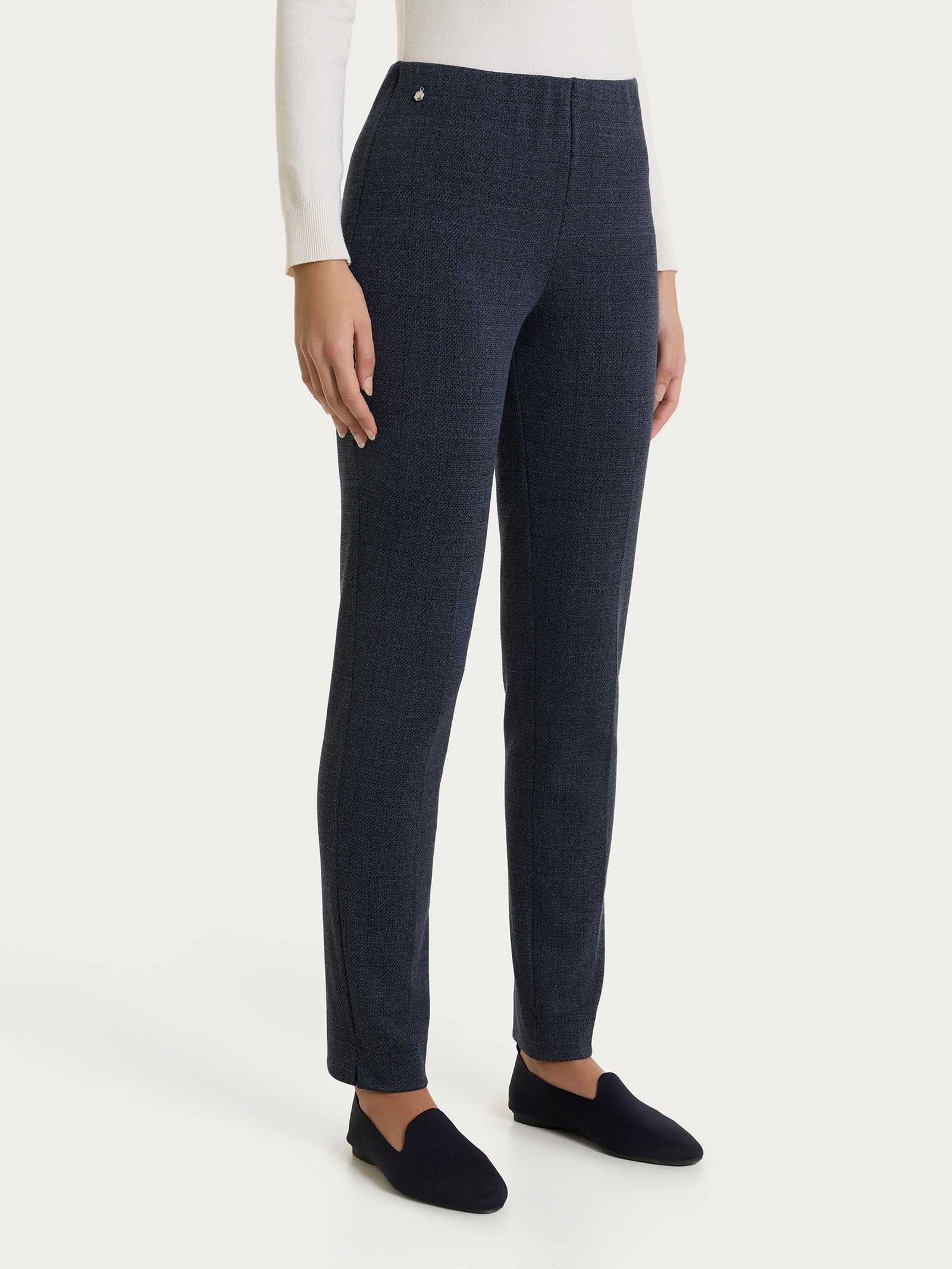 Pantalone a sigaretta con tweed pattern in Jacquard - Fant.Bleu