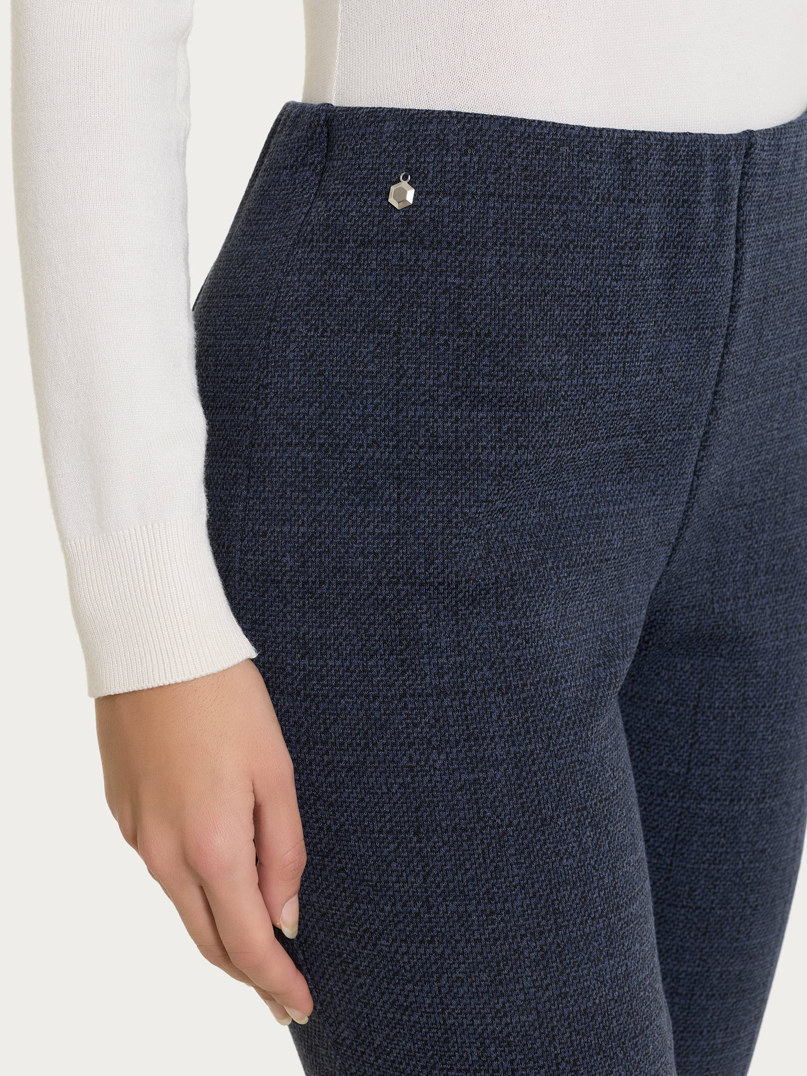 Pantalone a sigaretta con tweed pattern in Jacquard - Fant.Bleu