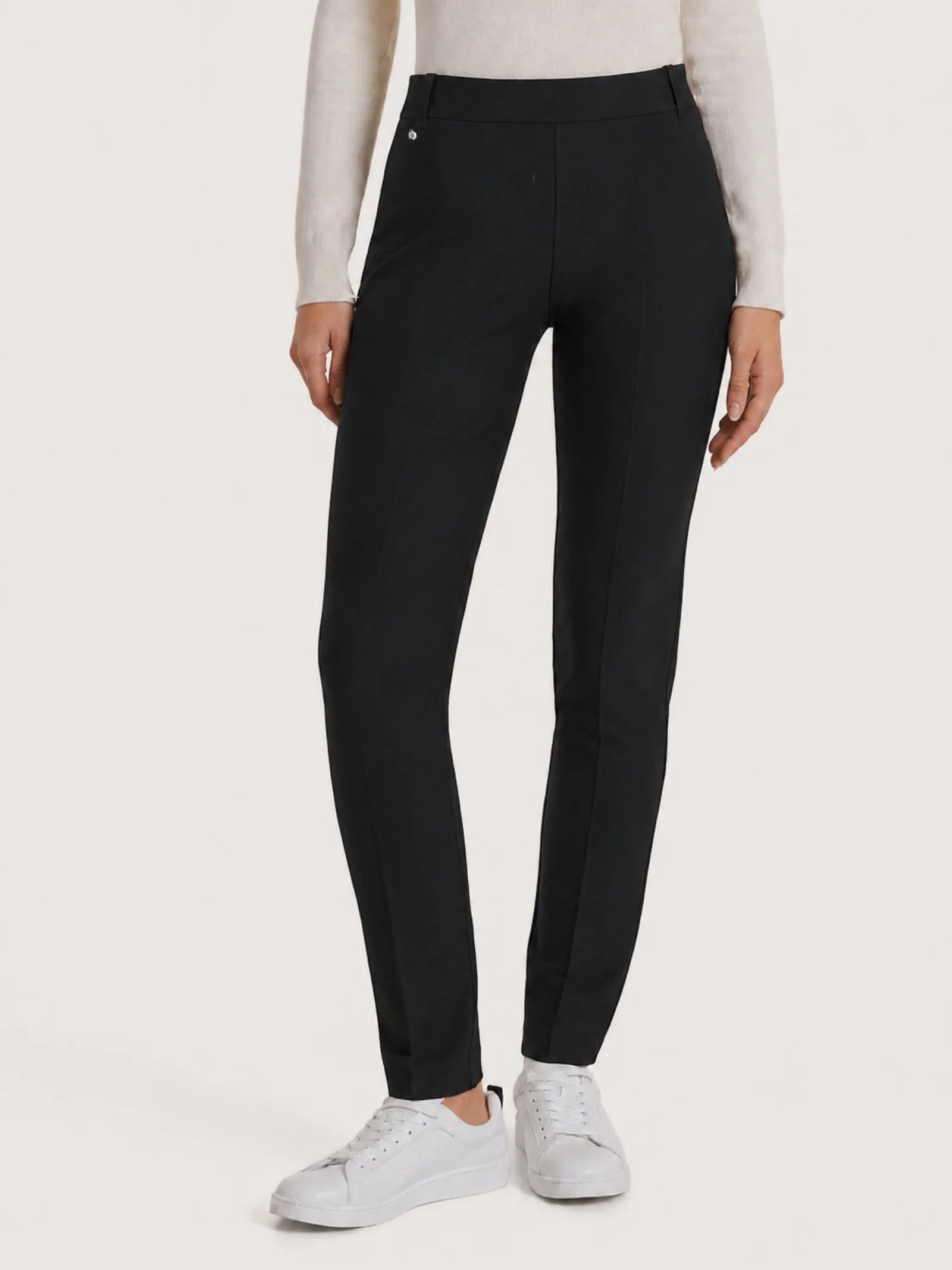Pantalone a sigaretta con passanti in Compact - Nero