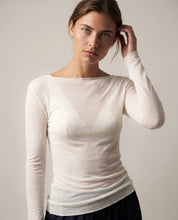 Maglia Essenziale Ultraleggera in Cashmere con Scollo a Barca Panna