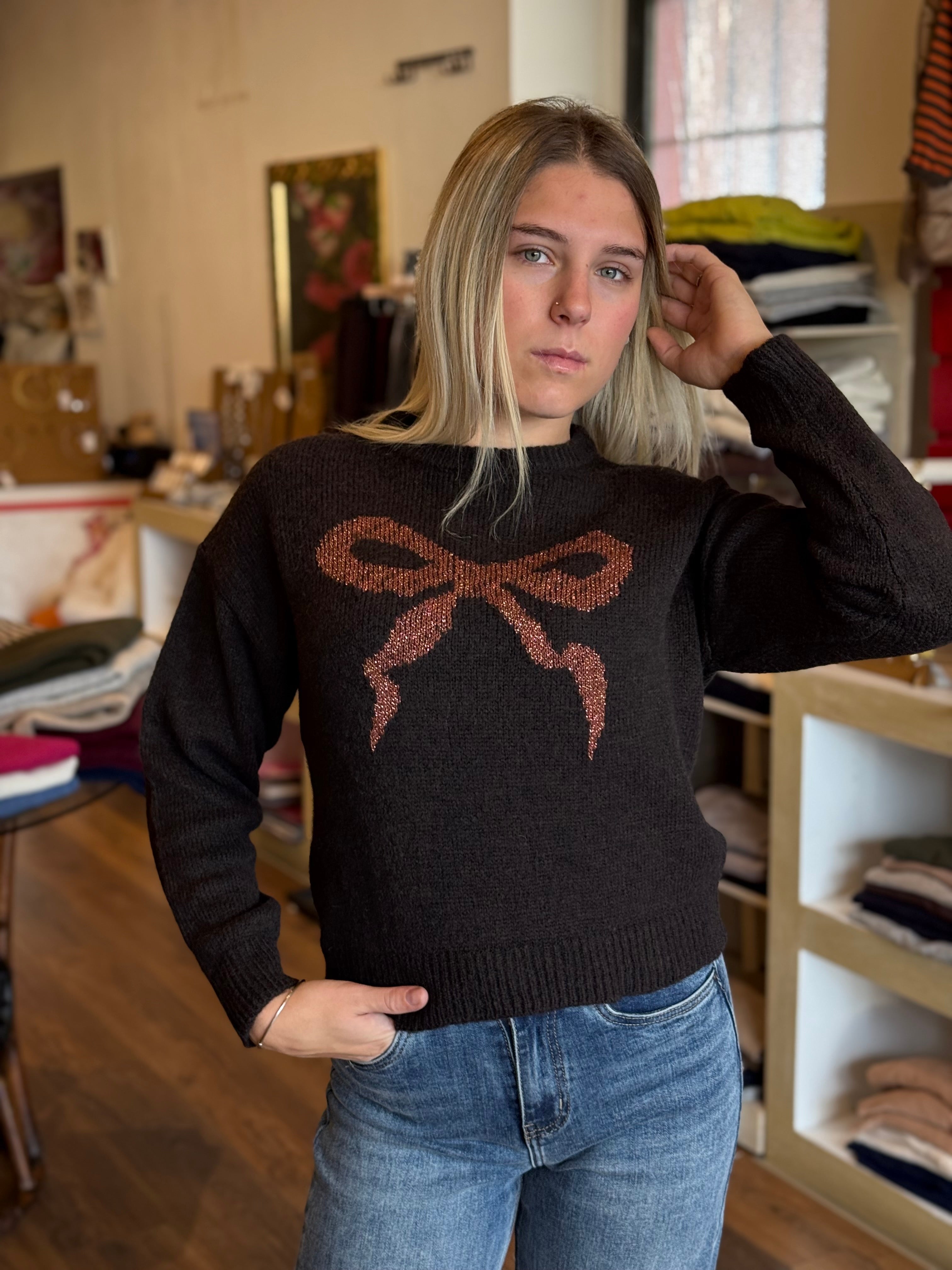 Maglia fiocco in lurex misto lana Susy mix